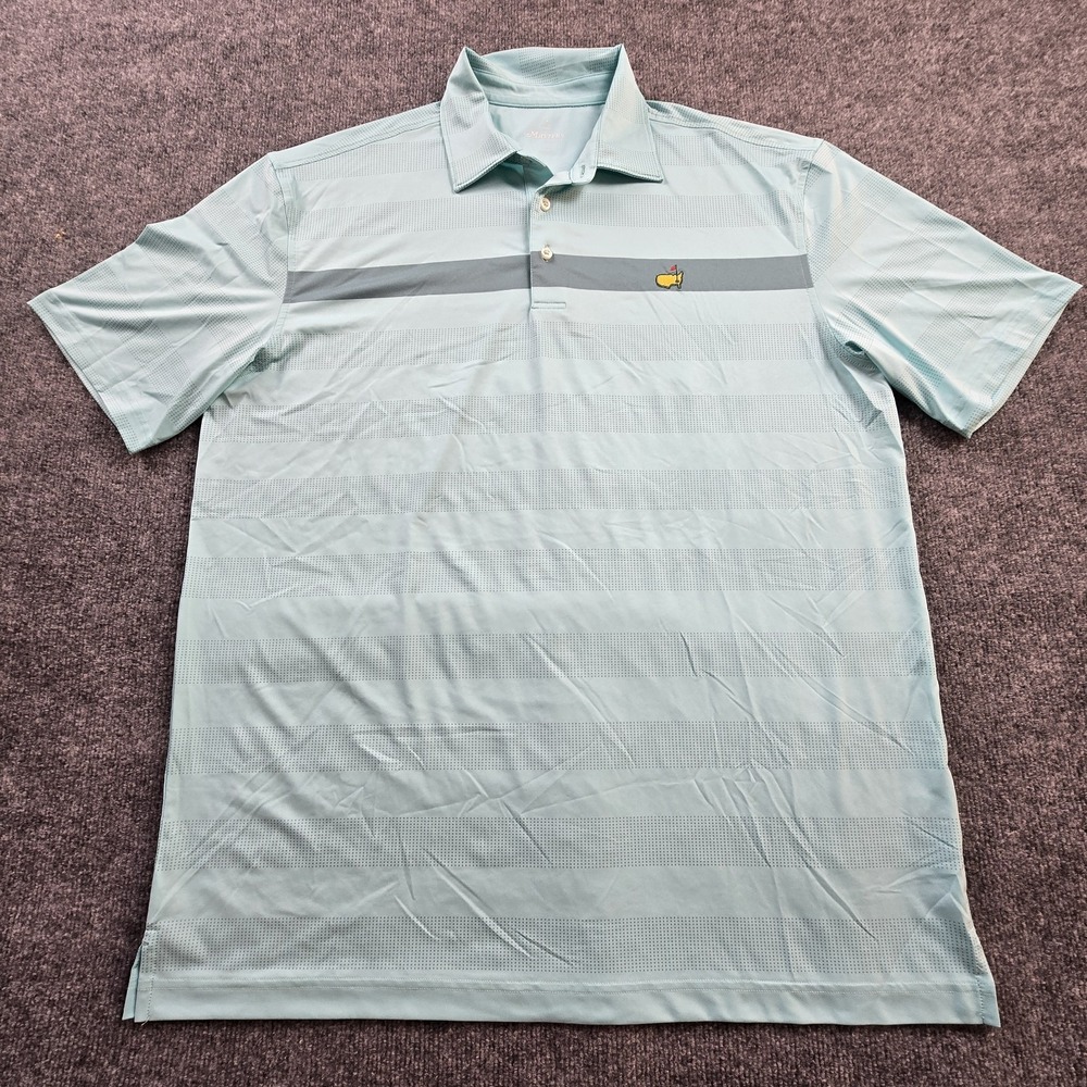 Masters Tech Golf Polo Shirt Men's XL Mint Green Grey Stripe Performance Stretch